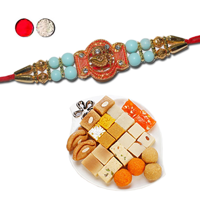 "Rakhi - FR- 8110 A (Single Rakhi), 500gms of Assorted Sweets - Click here to View more details about this Product